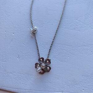 Vintage Floral Silver Swarovski Crystal Necklace
